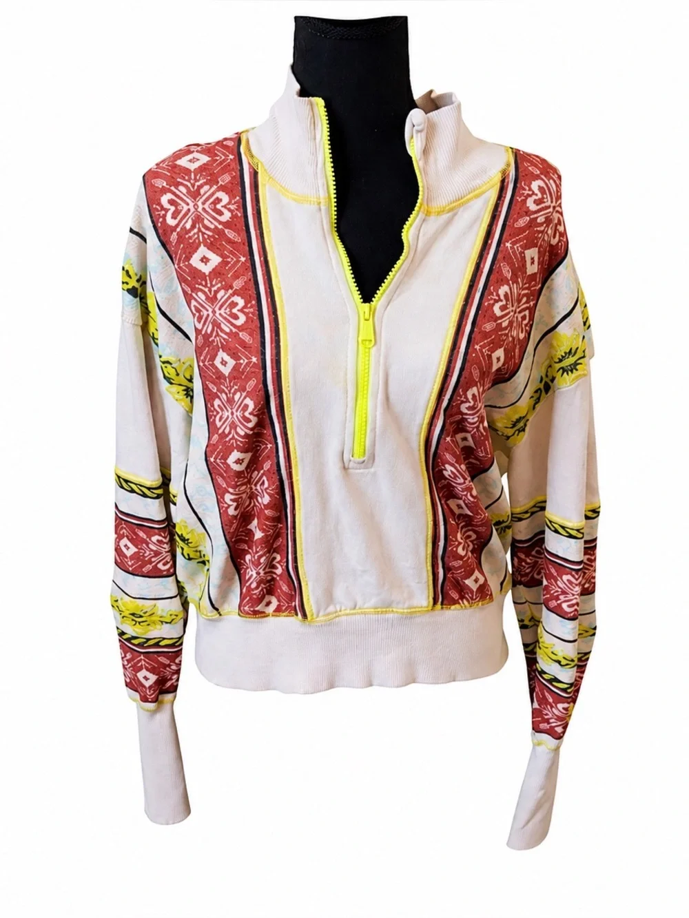 Free People FP Movement Split Second Half Zip Printed Pullover